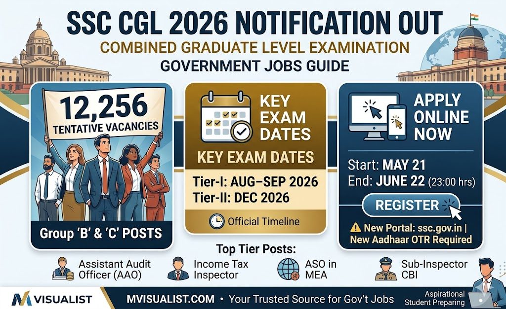 ssc cgl 2026 notification out 12,256 vacancies, exam date & apply online
