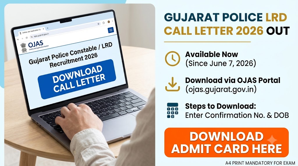 Gujarat Police Constable Call Letter 2026 Out: Download LRD Admit Card