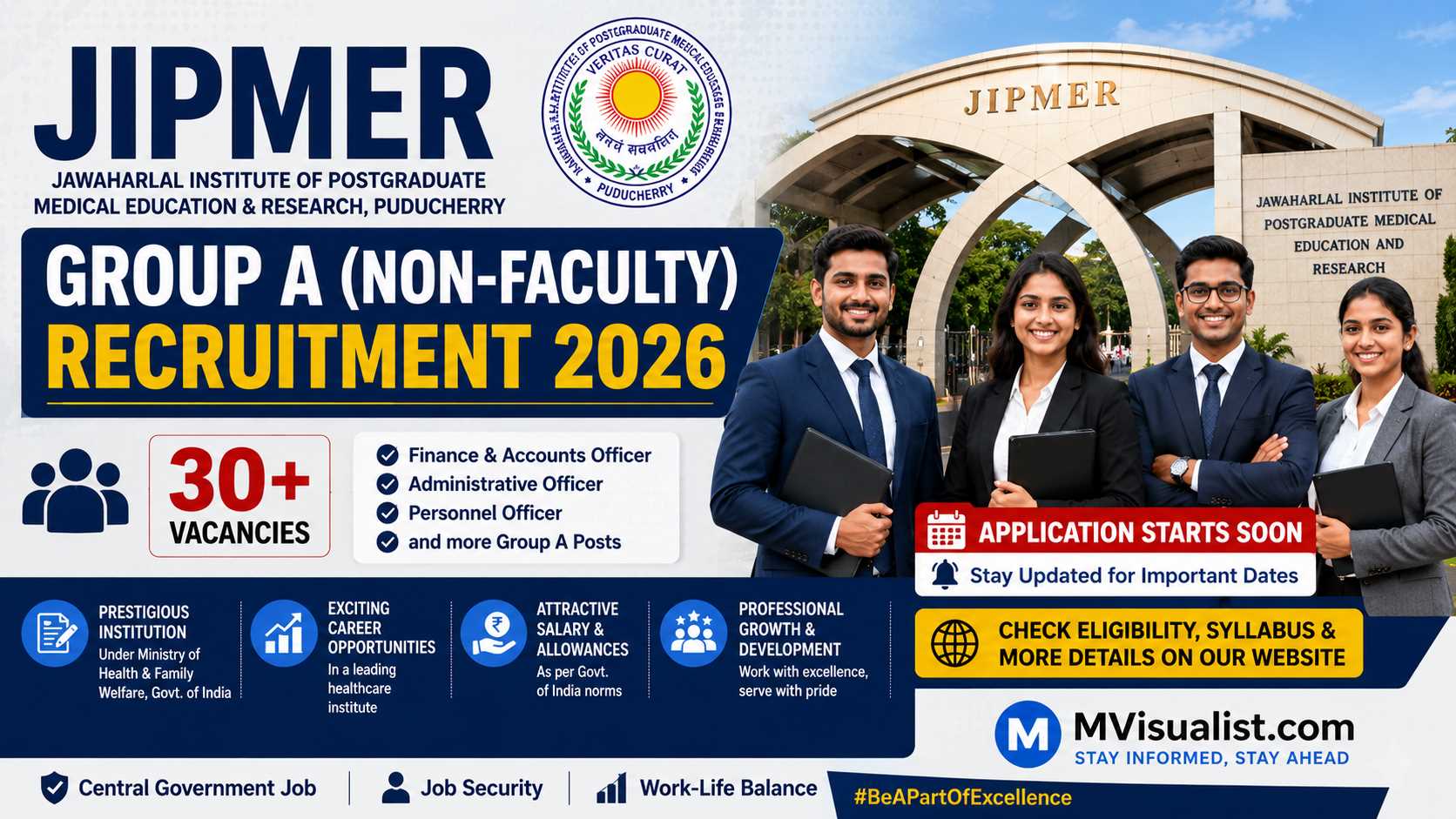 JIPMER Group A (Non-Faculty) Recruitment 2026: Specialist, GDMO & Psychologist Posts