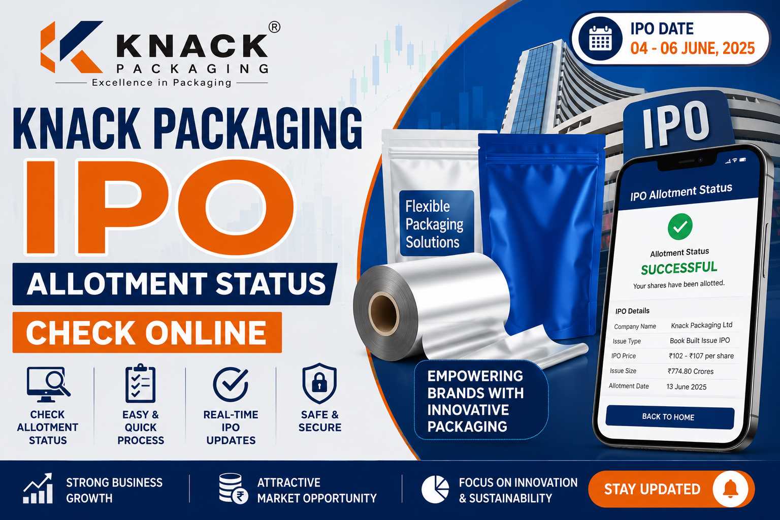 Knack Packaging IPO Allotment Status Check Online